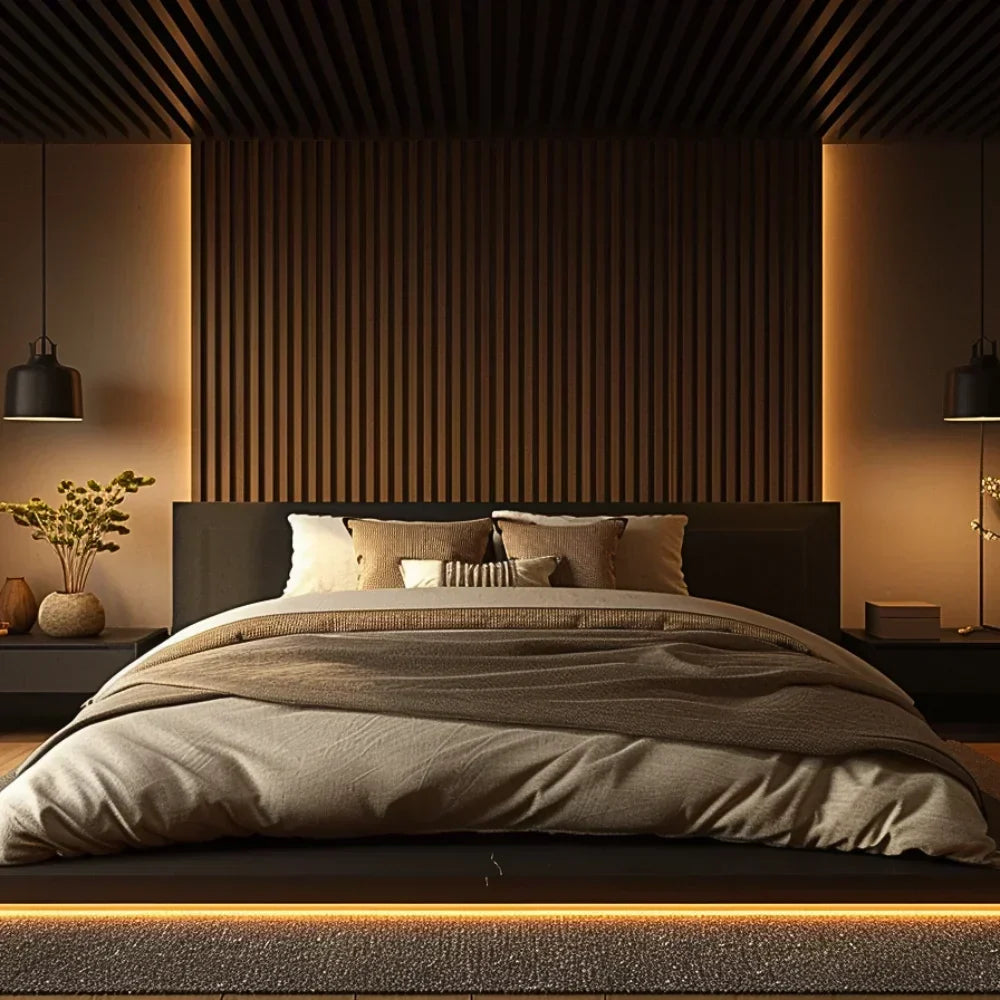 Panel acústico flexible de láminas – 270 × 110 cm 